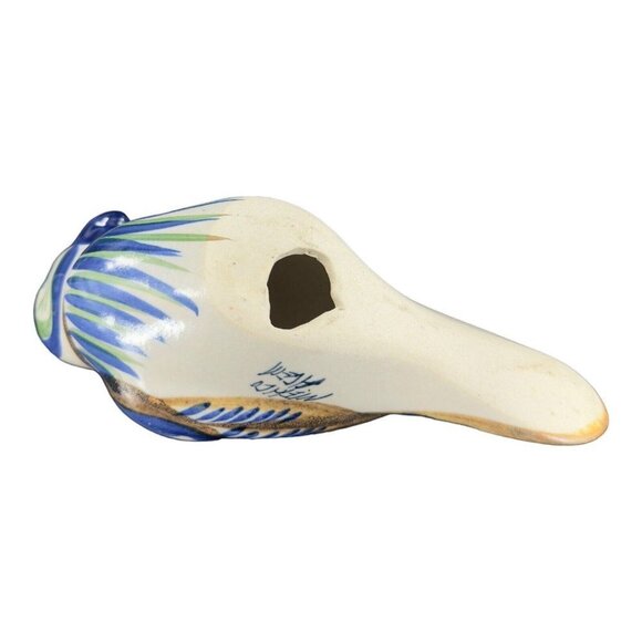 Hand Made Mexican Pottery Large Bird Figurine Artist Signed Folk Art Tonala VTG - Picture 8 of 15